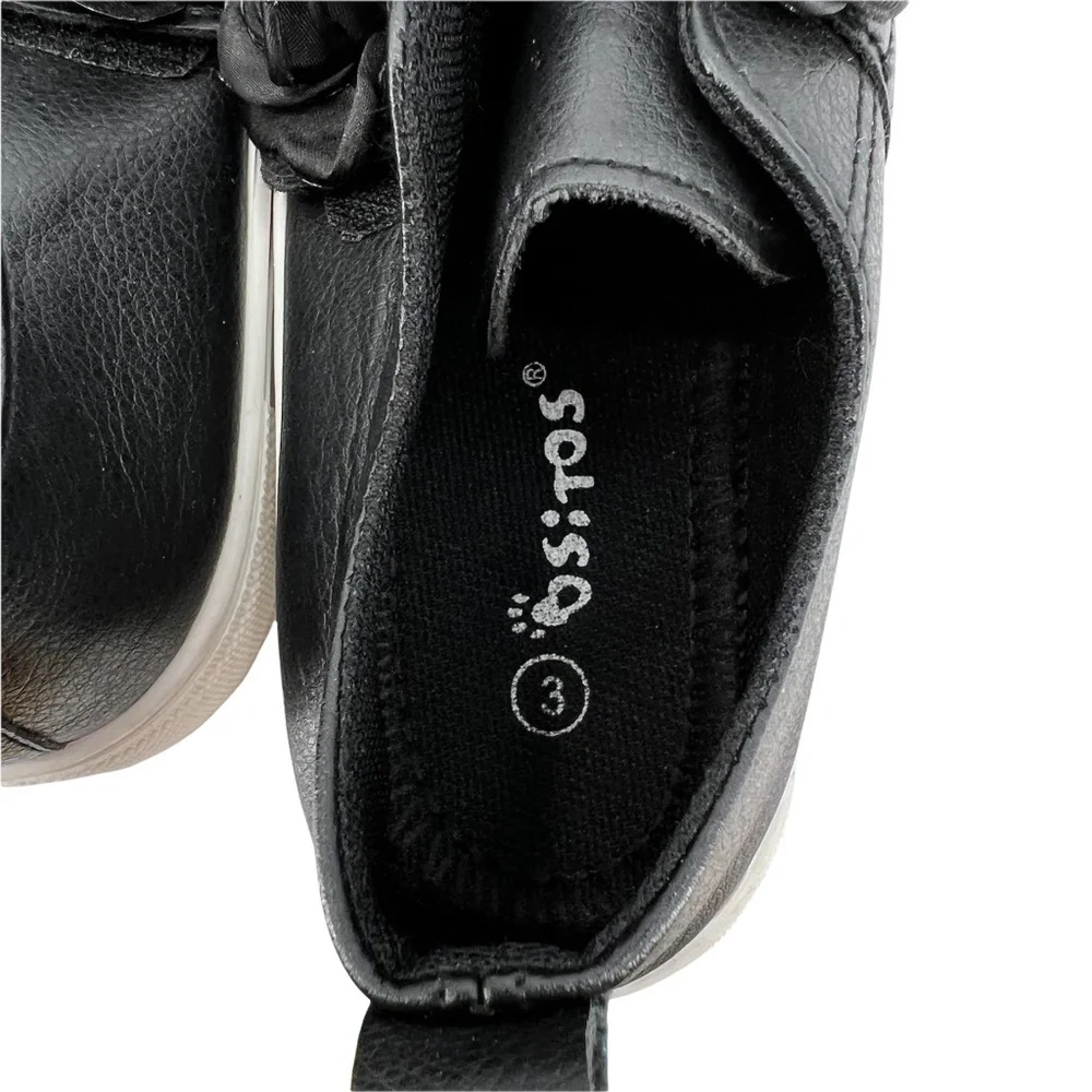 Ositos Black Flower Rhinestone Embellished Flat Shoes Size 3 Girl’s
